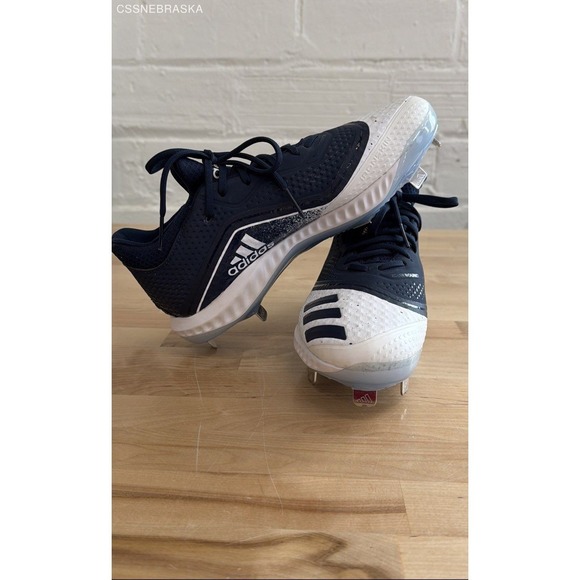 Adidas Navy White con V Bounce Metal Baseball Cleats VanguardVend - Size 8.5 - Picture 11 of 12